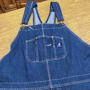 Real Work Wear Blue Denim Jean Bib Carpenters Overalls. Great Condition! 64